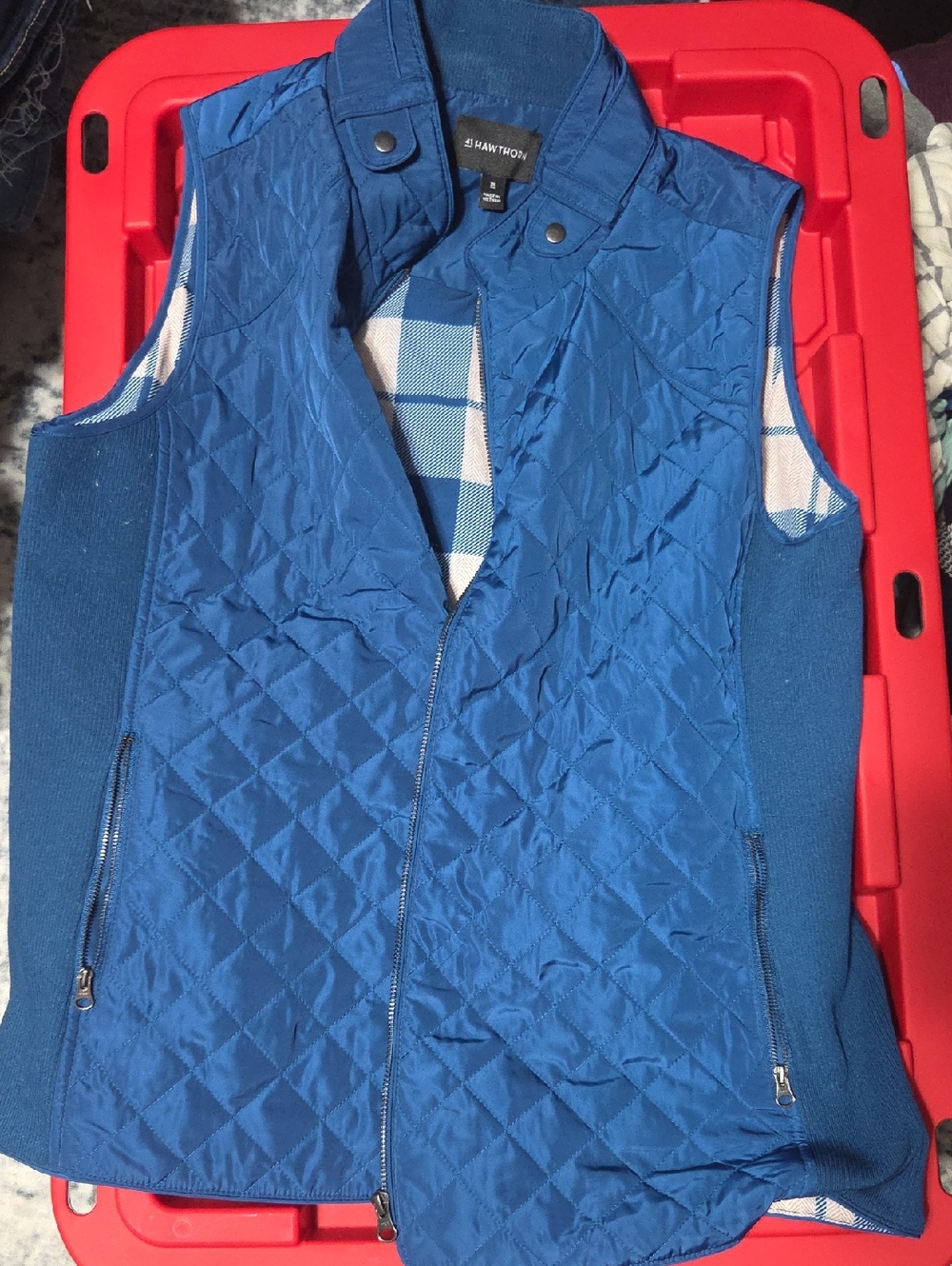 41 Hawthorn Quilted Royal Blue Snap-Front Vest